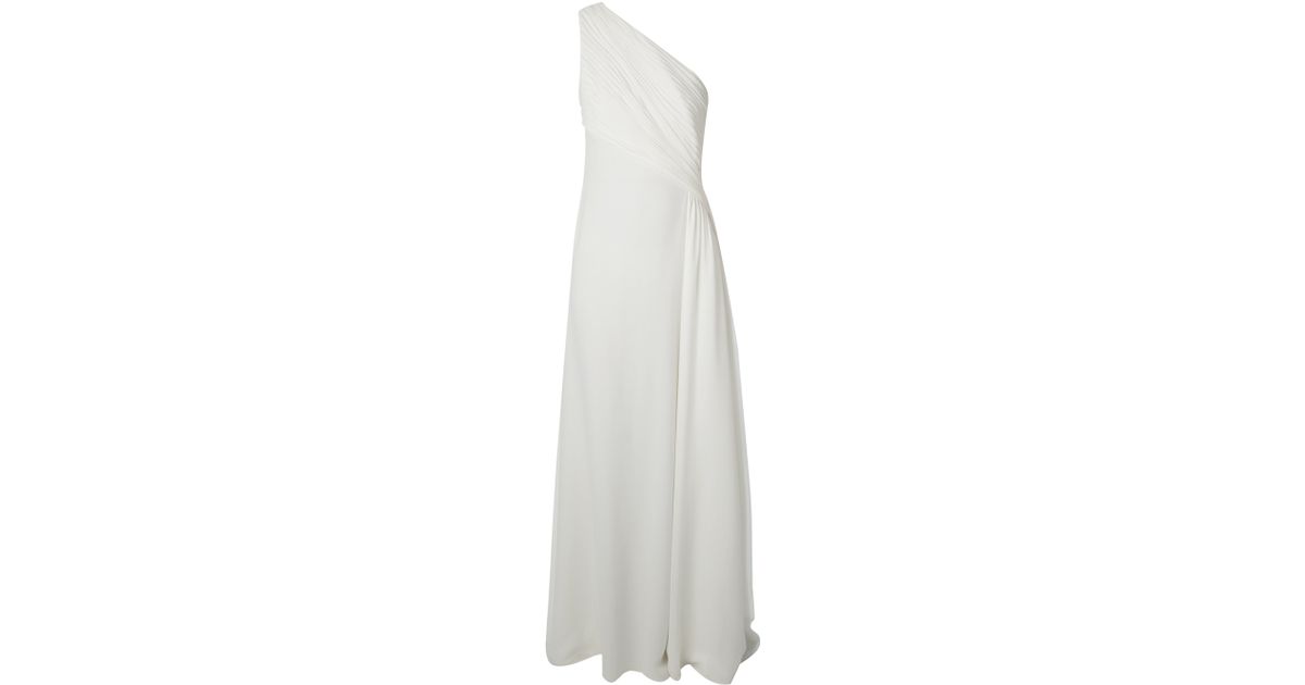 Lyst - Saint Laurent Pleated Evening Gown in White