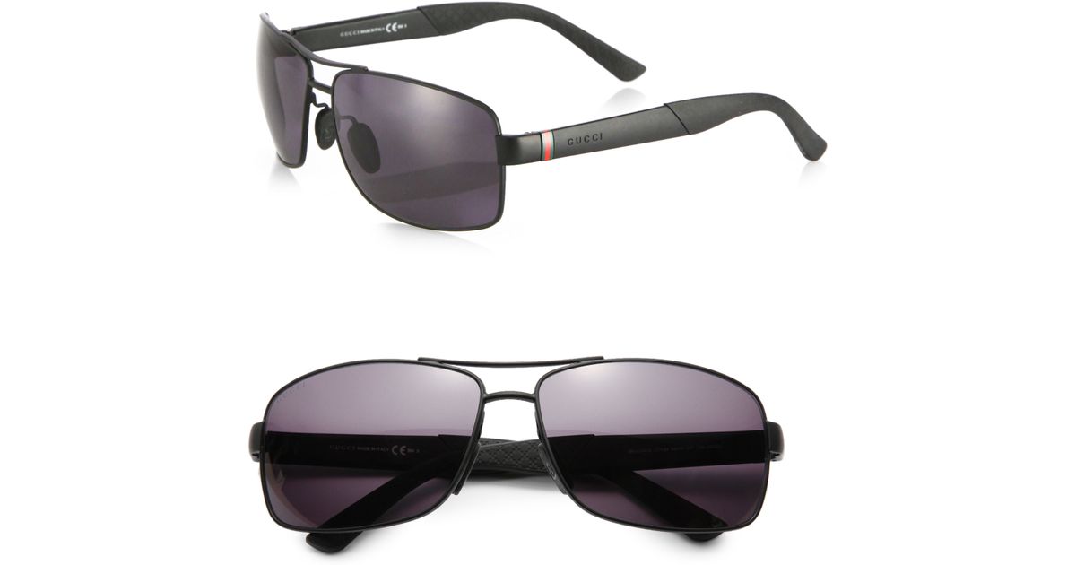 Gucci Sporty Aviator Sunglasses In Black For Men Lyst