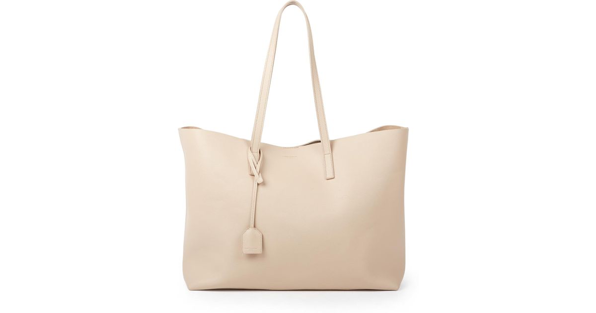 Saint laurent Large Shopping Tote Smooth Leather in Beige | Lyst