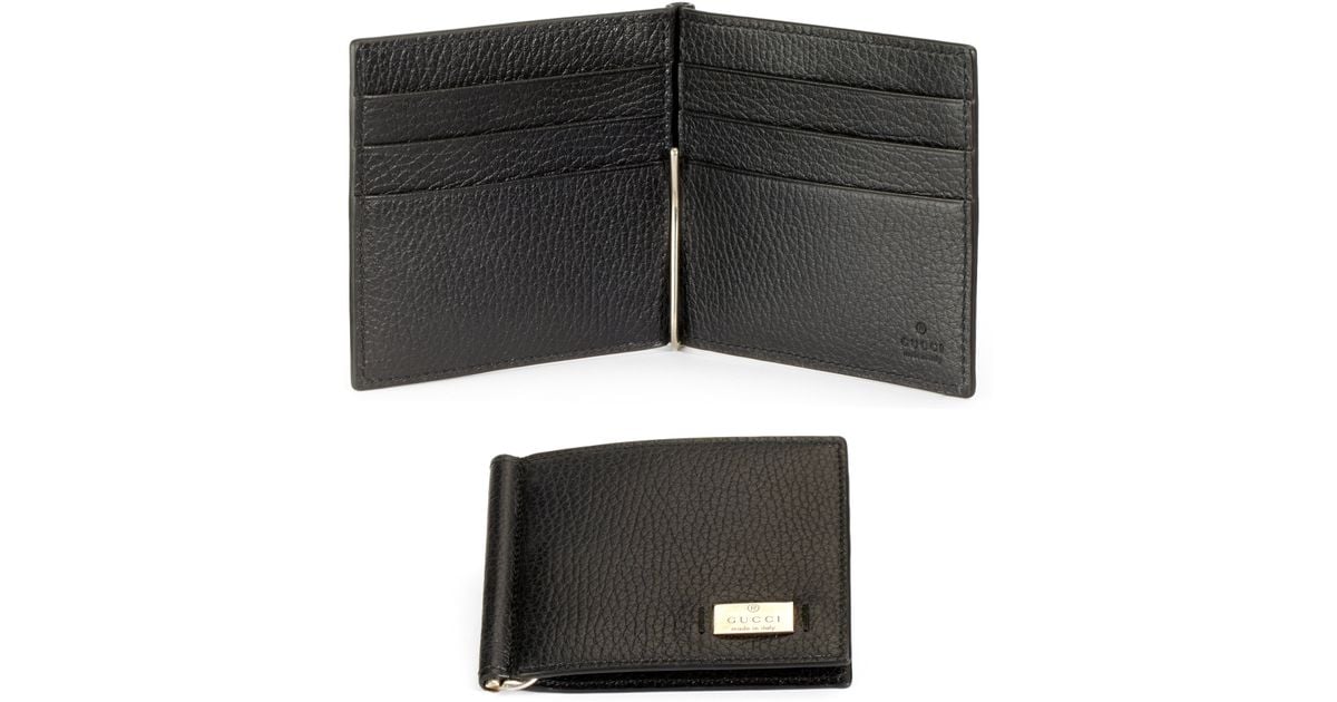 Lyst Gucci Leather Money Clip Wallet In Black For Men - 