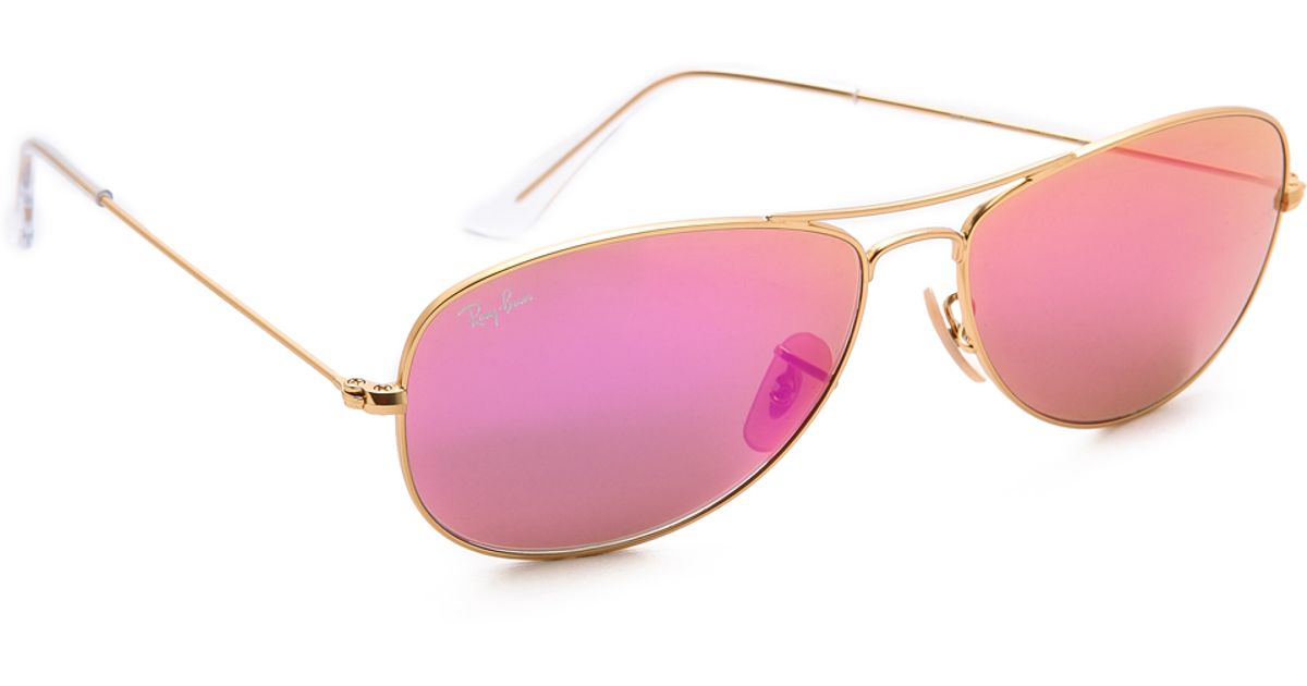 Ray-ban Mirrored Shrunken Aviator Sunglasses in Pink | Lyst