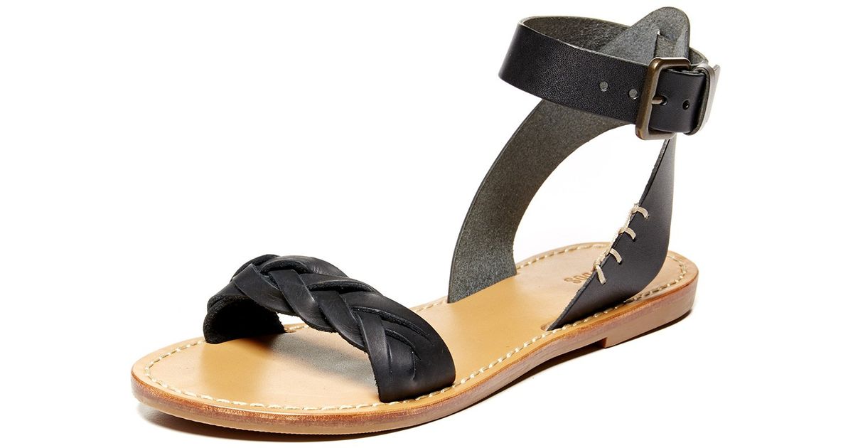 black braided flat sandals