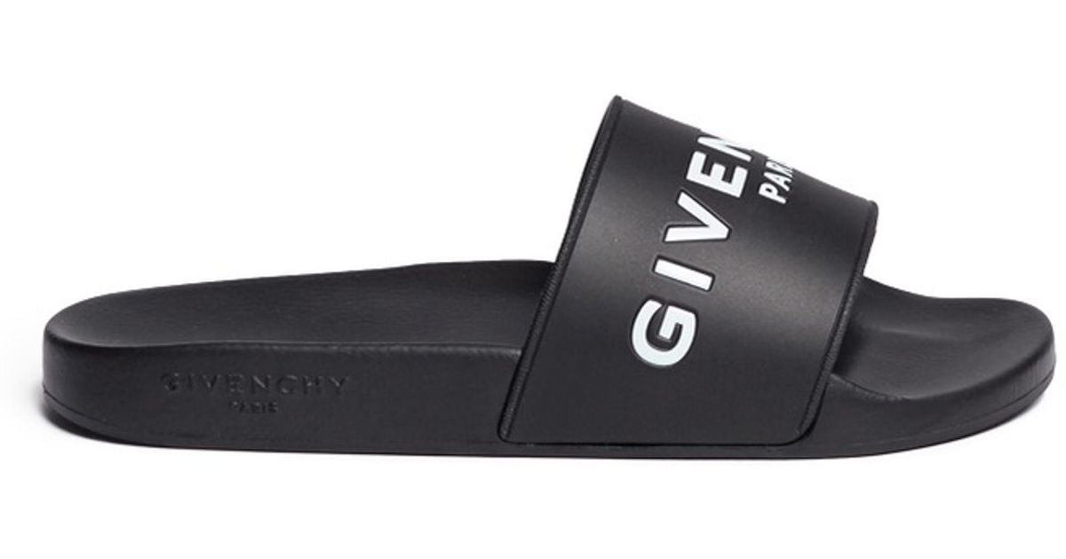 Lyst - Givenchy Logo Rubber Slides in Black