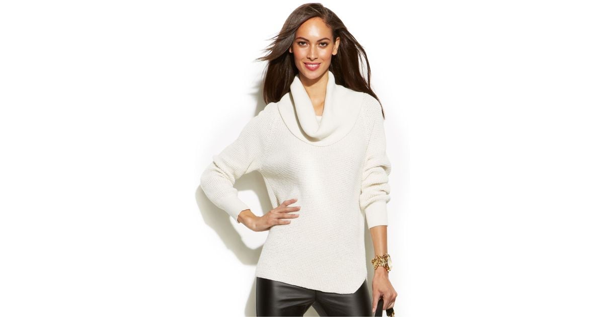 Michael kors Michael Chunky Knit Cowl-Neck Sweater in Natural | Lyst