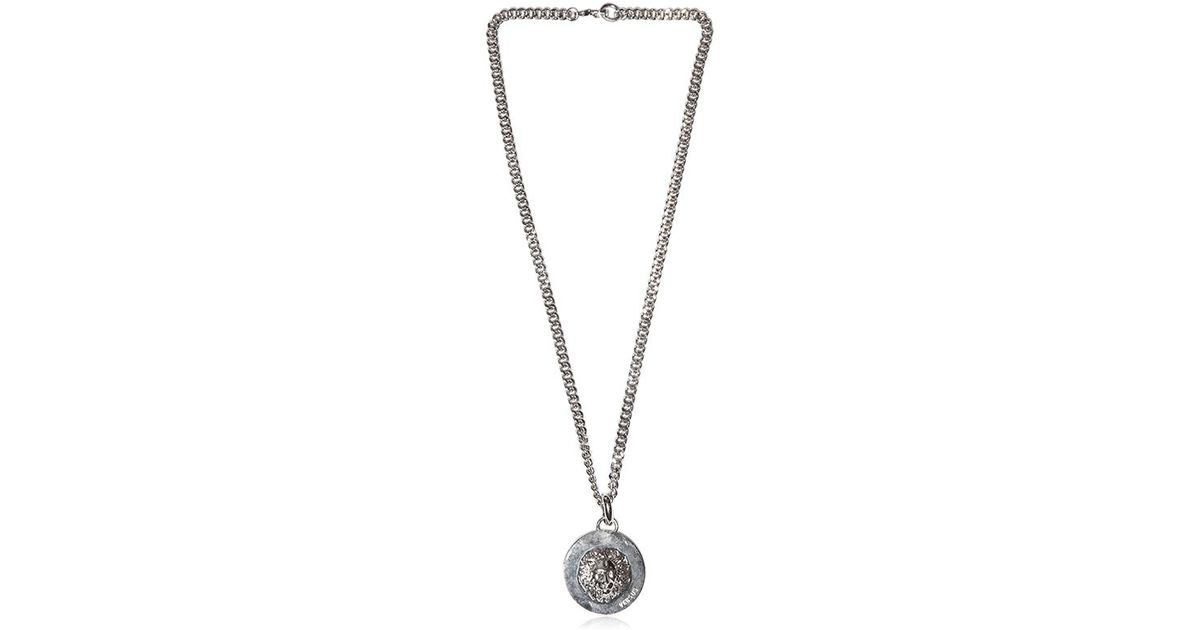 Lyst Versus Lion Head Pendant On Chain Necklace In Metallic For Men