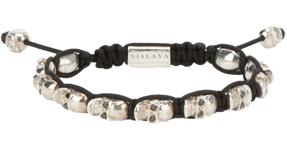 Lyst Nialaya Skull Bracelet In Metallic For Men