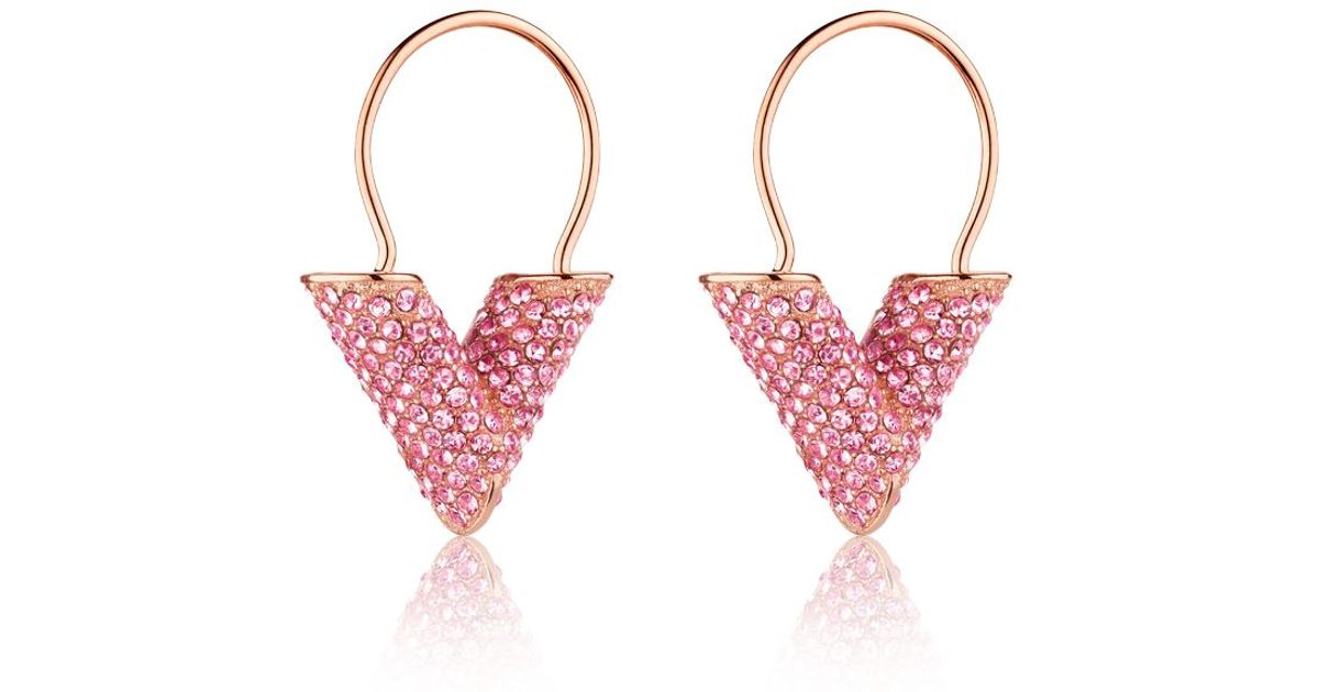 Louis vuitton Essential V Strass Earrings in Pink | Lyst