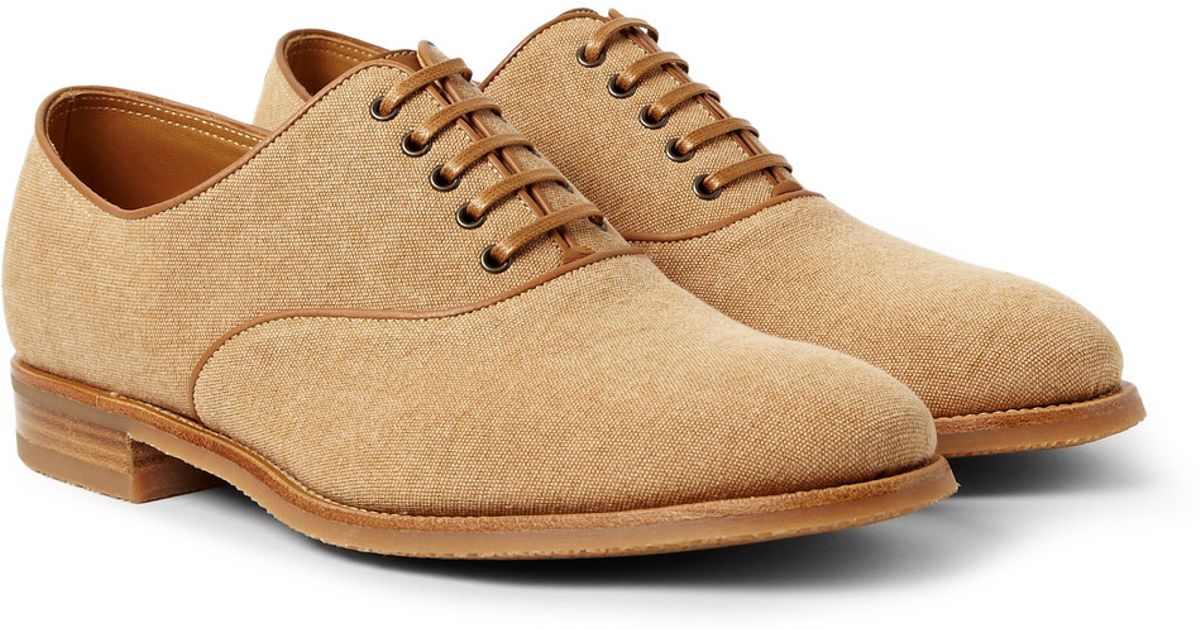 John lobb Savannah Canvas Oxford Shoes in Natural for Men Lyst