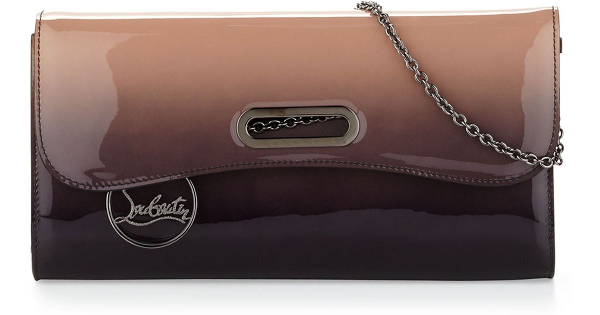 Lyst Louboutin Riviera Patent Degrade Evening Clutch Bag Lyst Louboutin Riviera Patent Degrade Evening Clutch Bag In Brown