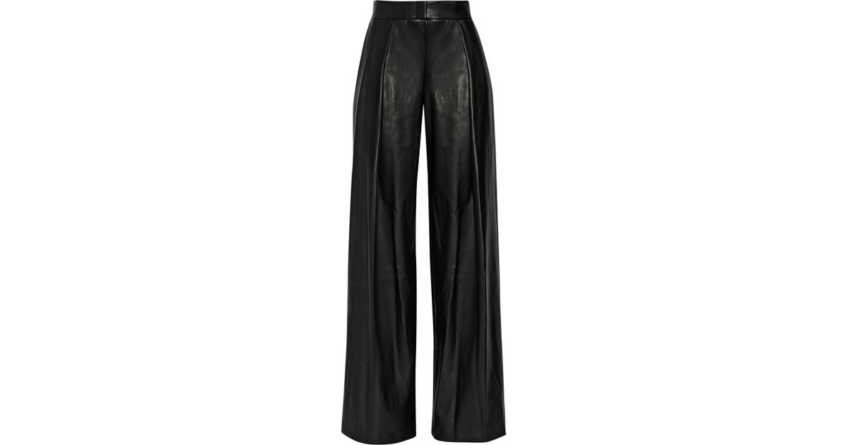 Lyst - Dkny Faux Leather Wide-Leg Pants in Black