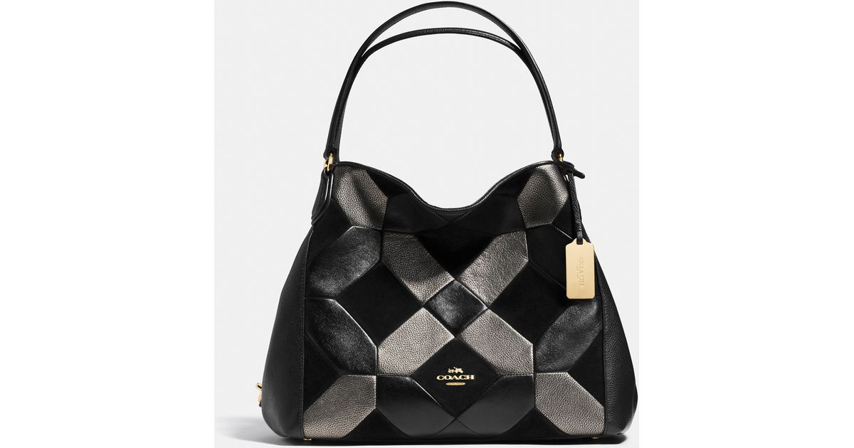 Lyst Coach E Shoulder Bag 31 In Patchwork Leather Black