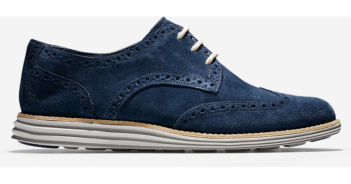 cole haan blue wingtip shoes