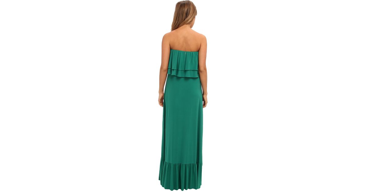 Lyst T Bags Layered Ruffle Maxi Dress In Green