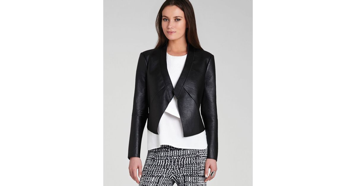 Lyst Bcbgmaxazria Jacket Lloyd Bonded Faux Leather In Black