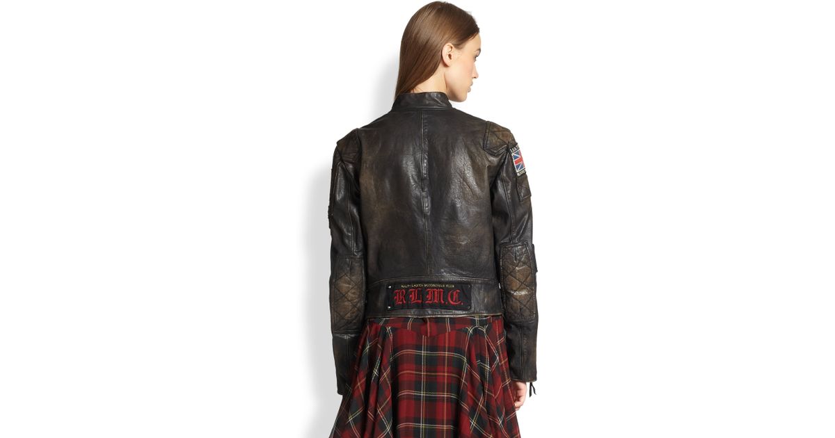 Lyst Polo Ralph Lauren Leather Moto Jacket In Black