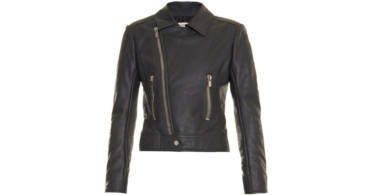 Balenciaga Leather Biker Jacket In Gray Lyst