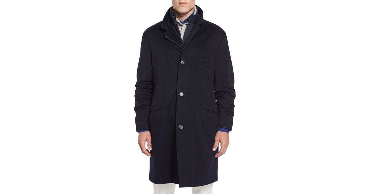 Loro piana Martingala Cashmere Storm System Coat in Blue for Men | Lyst