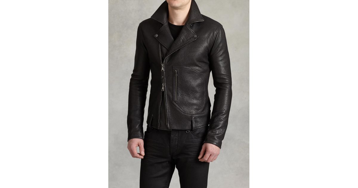 John Varvatos Biker Jacket With Zip Patch Pocket In Black For Men Biker Jacket With Zip Patch Pocket