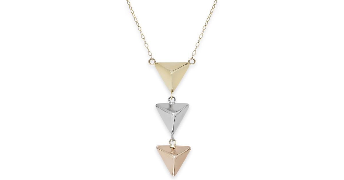 macys us gold tri tone three pyramid necklace in 14k gold product 1 26141240 0 965760426 normal