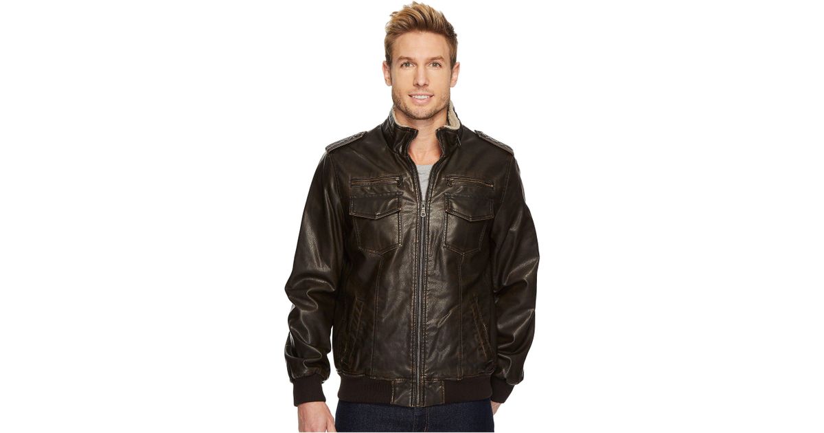 Lyst Tommy Hilfiger Faux Leather Sherpa Lined Er Jacket In Lyst Tommy Hilfiger Faux Leather Sherpa Lined Er Jacket In Brown For Men