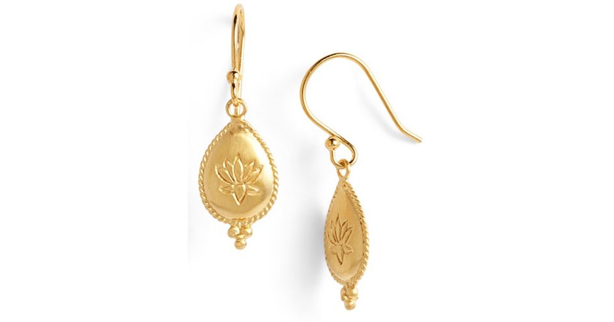 Lyst Satya Jewelry Lotus Blissful Bloom Engraved Drop Earrings Lyst Satya Jewelry Lotus Blissful Bloom Engraved Drop Earrings In Metallic