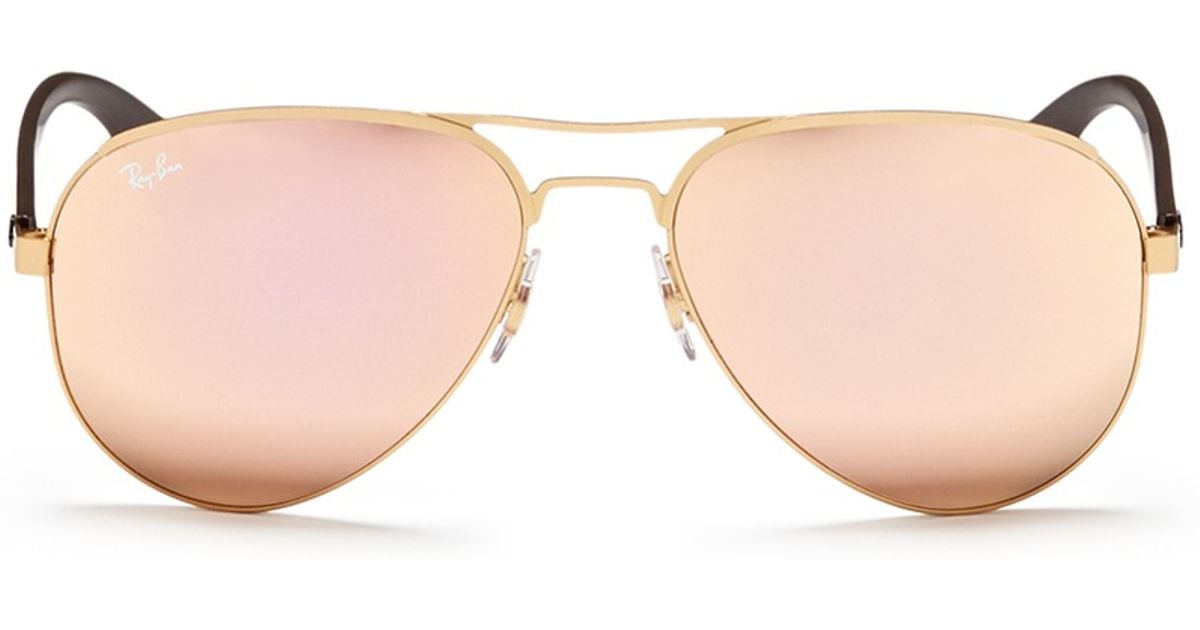 Ray-ban 'rb3447' Round Metal Mirror Sunglasses in Gold