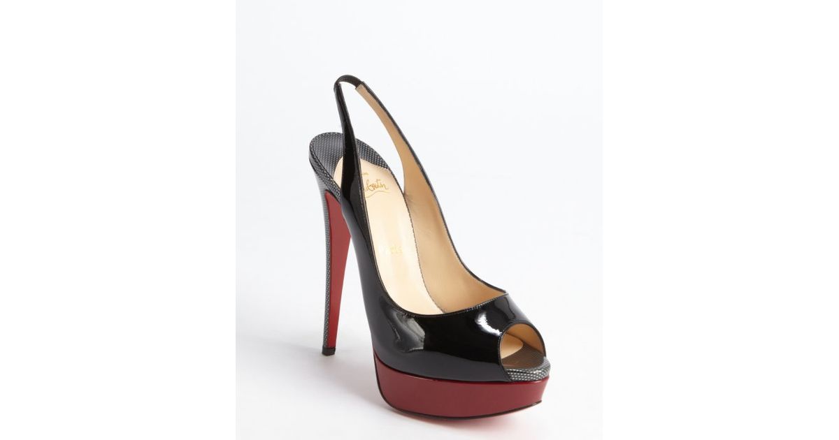 Christian louboutin Black and Rouge Patent Leather Platform Lady ...  