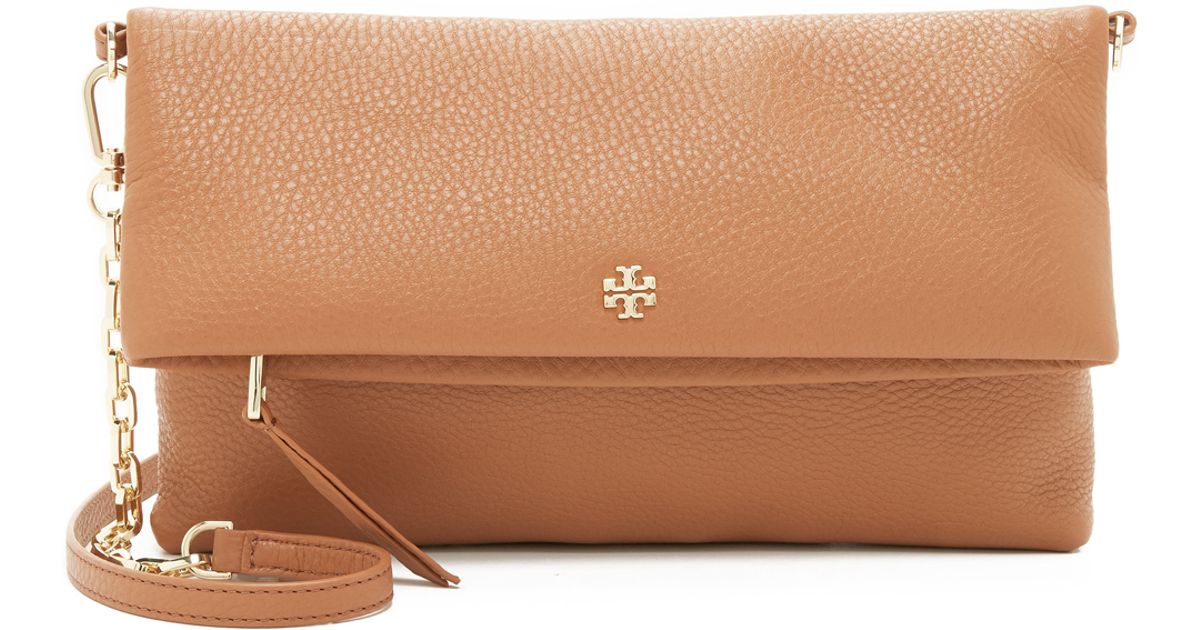 Tory Burch Natural Foldover Cross Body Clutch