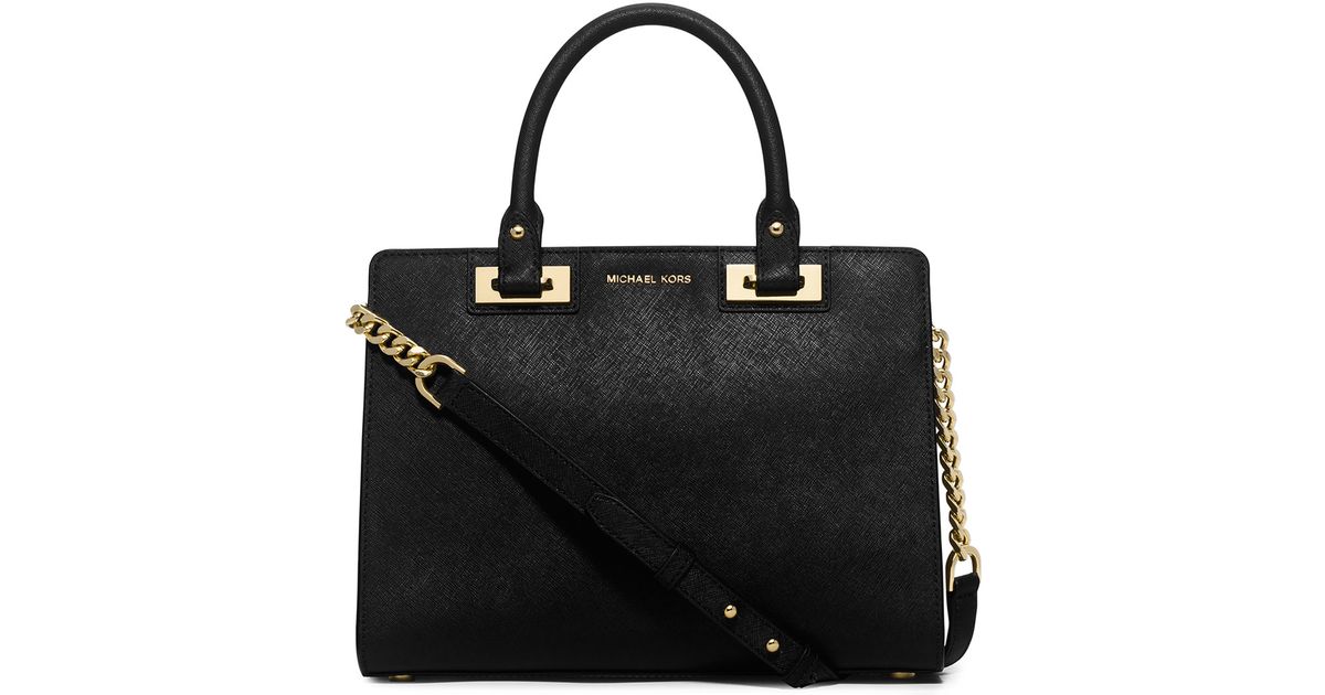 Lyst Michael Kors Quinn Medium Saffiano Satchel Bag In Black