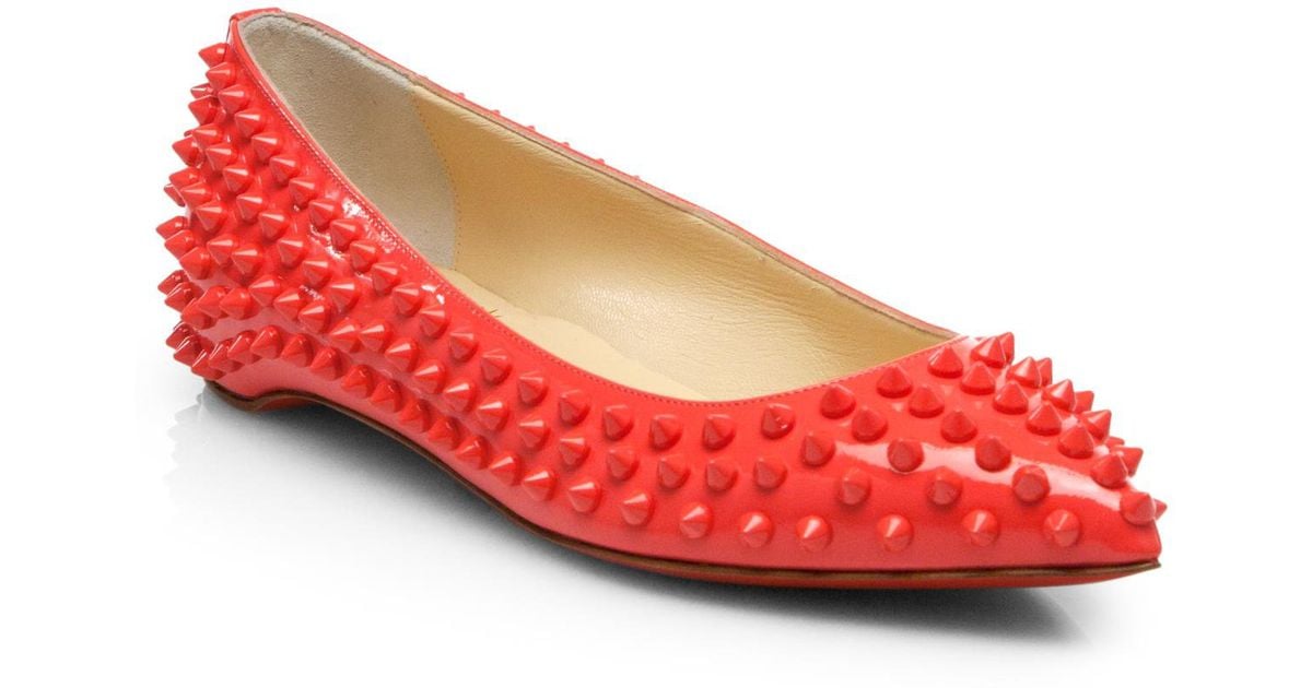 christian louboutin patent leather Pigalle Spikes flats ...