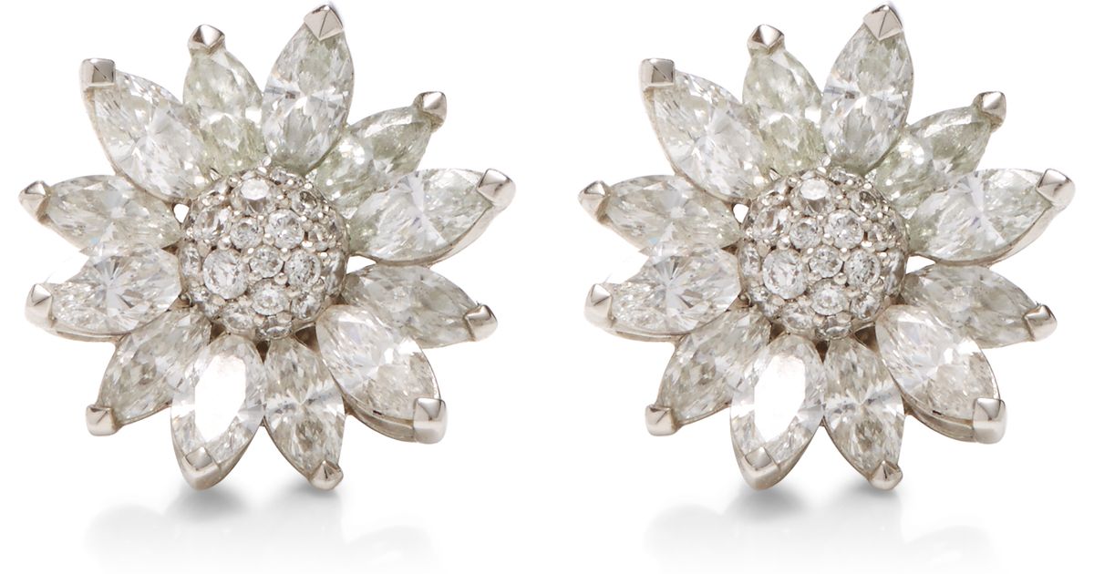 Lyst Asprey Daisy Heritage 18k White Gold And Diamond Earrings In Lyst Asprey Daisy Heritage 18k White Gold And Diamond Earrings In Metallic