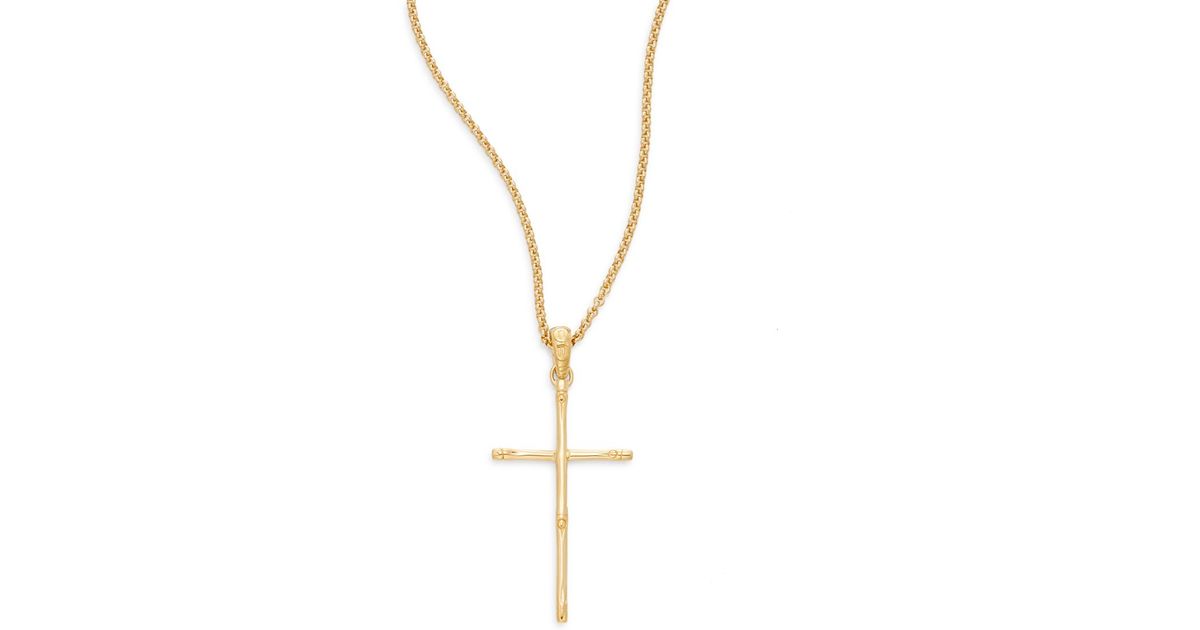 John Hardy Bamboo 18k Yellow Gold Cross Pendant Necklace In Metallic John Hardy Bamboo 18k Yellow Gold Cross Pendant Necklace In Metallic Lyst