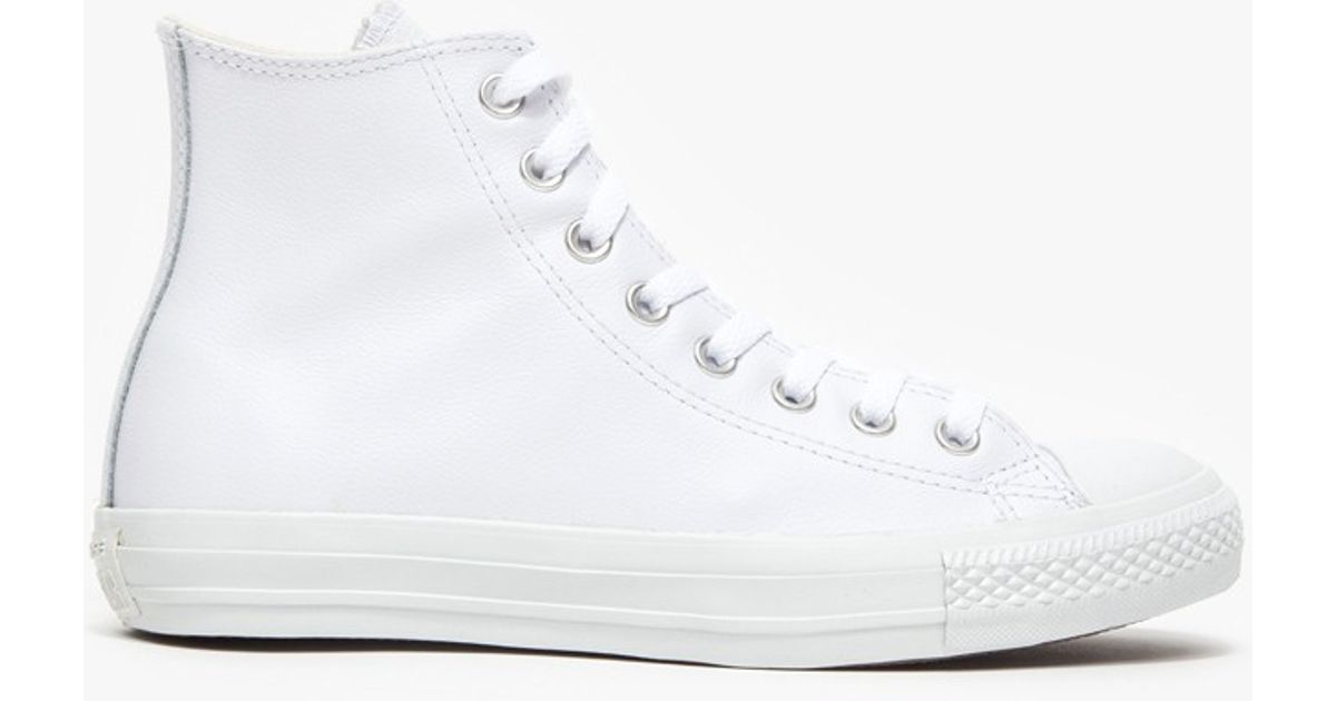 white leather hi top converse
