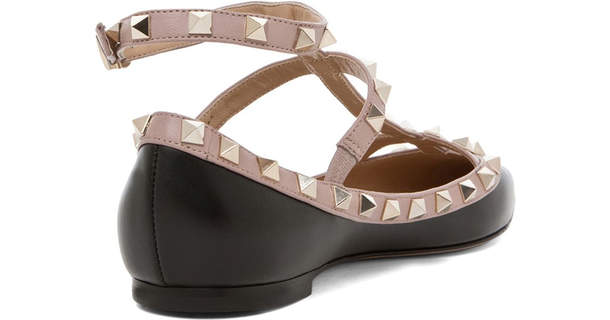 valentino rockstud ballerina flats black