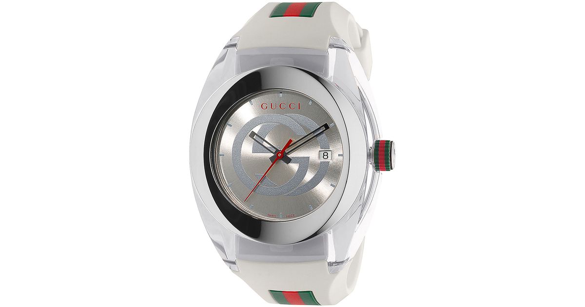 Gucci Unisex White Sync Stainless Steel And Rubber Watch - 46mm in White | Lyst