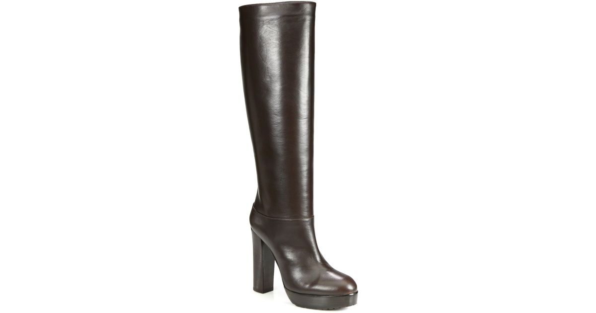 Lyst - Marni Leather Platform Kneehigh Boots in Brown