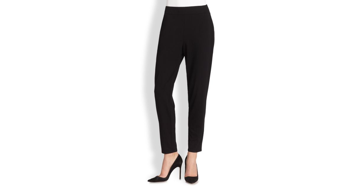 Lyst - Eileen Fisher Jersey Slouchy Tapered Pants in Black