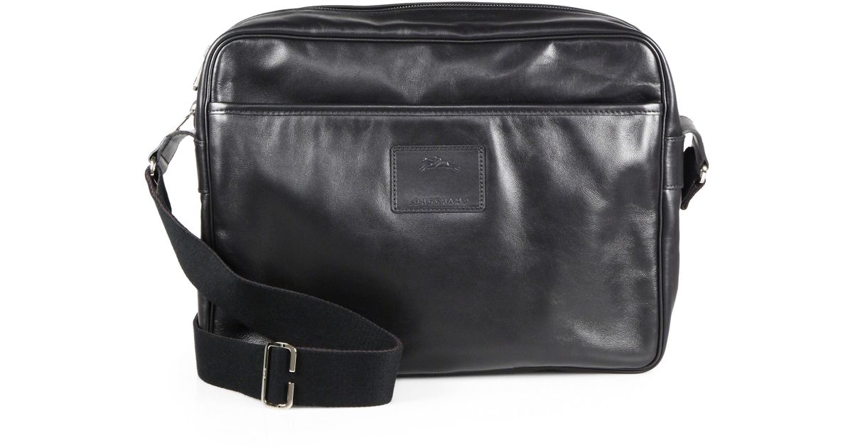Longchamp Baxi Leather Messenger Bag in Black for Men (No Color ...