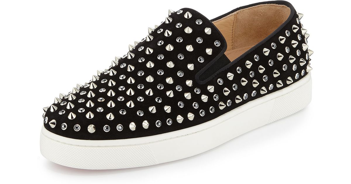 Christian louboutin Spike-Embellished Skate Shoes in Black | Lyst