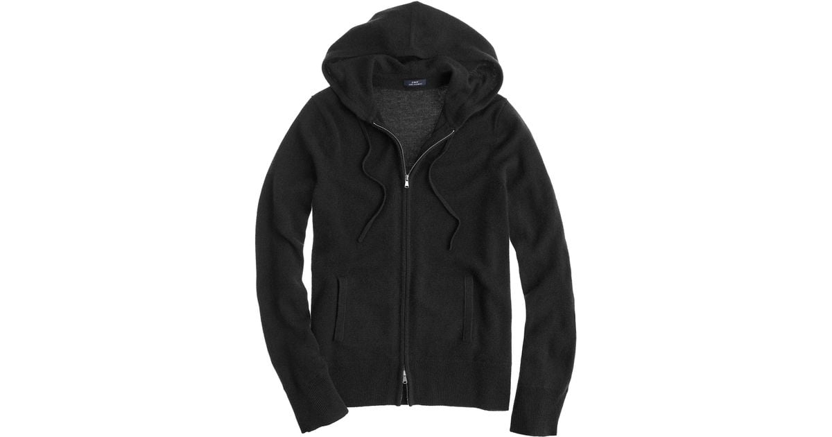 black cashmere zip up hoodie