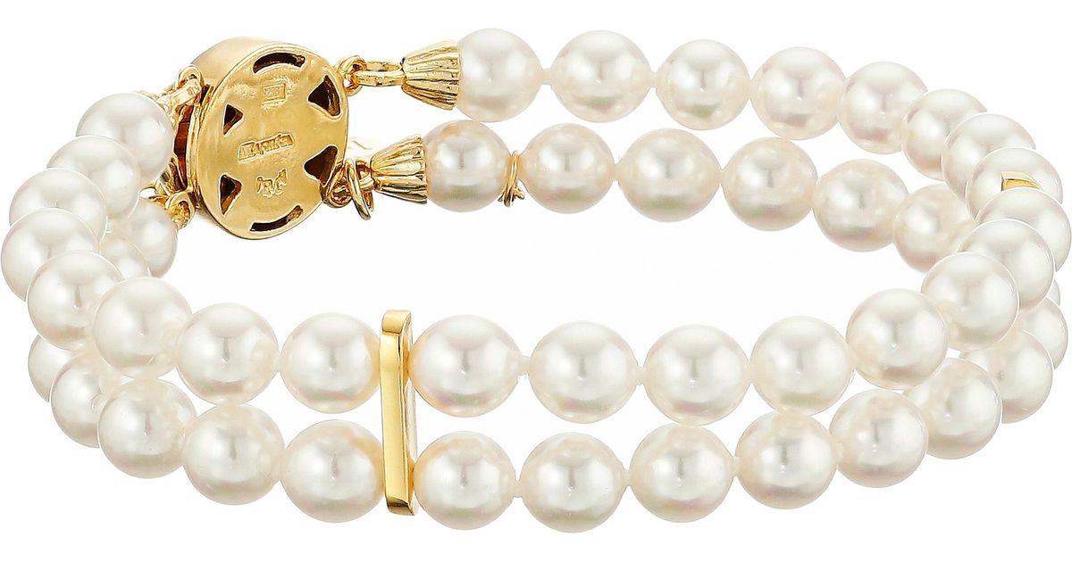 Lyst Majorica Double Row Pearl Bracelet In Metallic