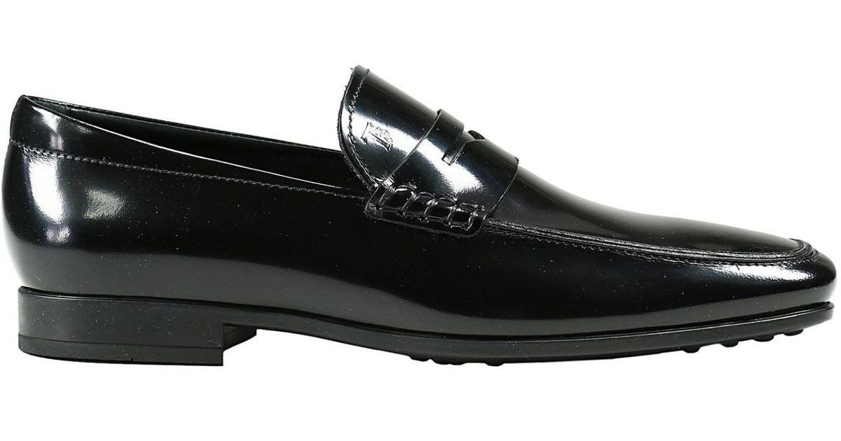 Lyst - Tod'S Shoes Penny Loafer Rubber Sole Brushed Leather in Black ...
