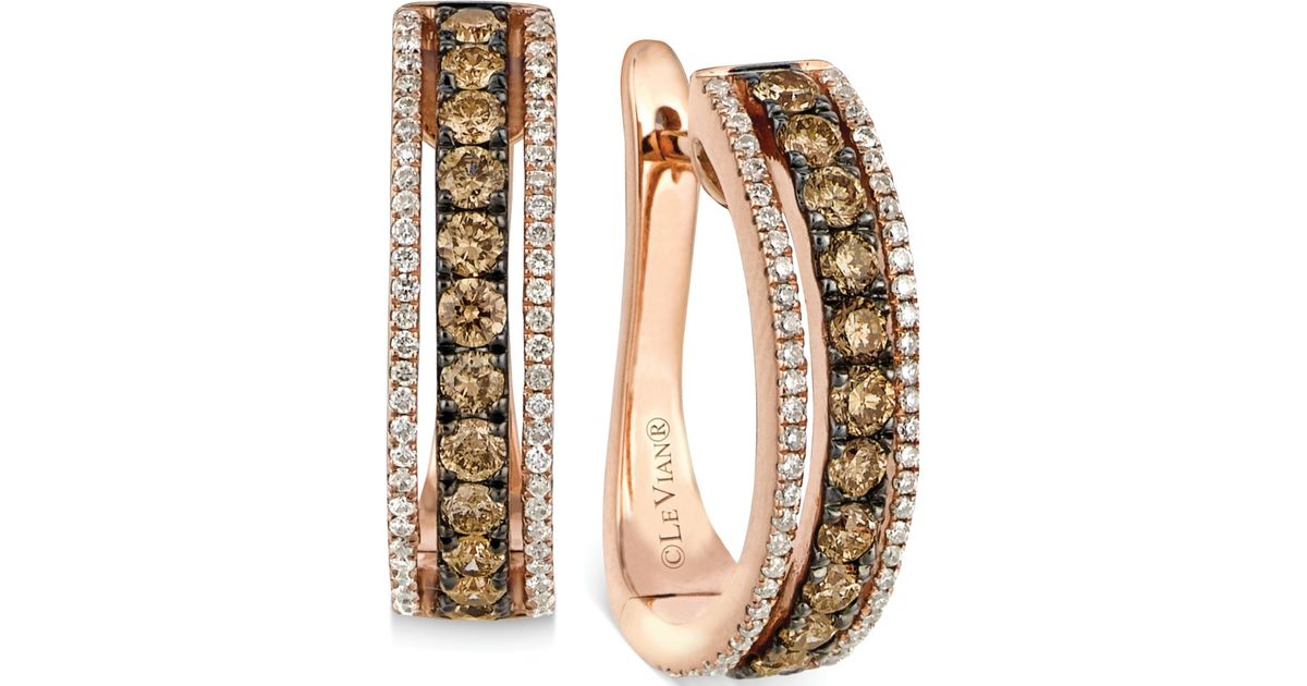 Le Vian Brown Chocolate And White Diamond Hoop Earrings In 14k Rose Gold 910 Ct Tw Product 1 23375412 0 112238680 Normal 