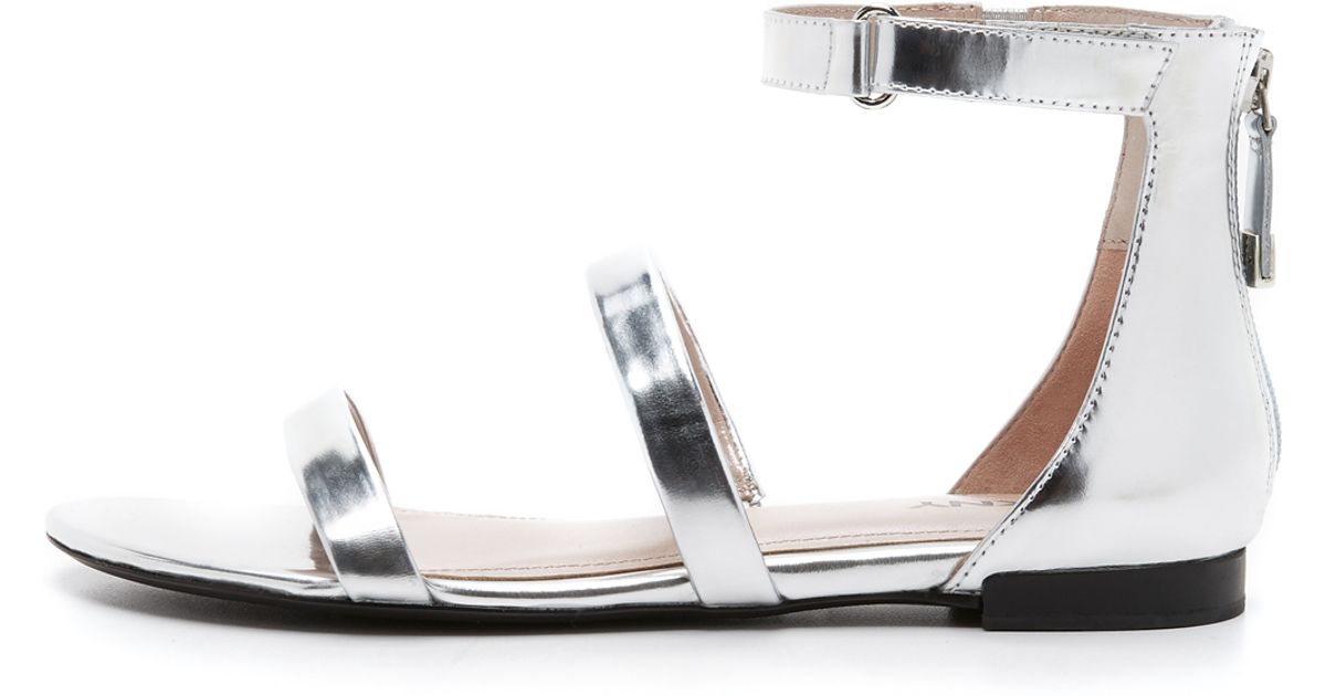 silver ankle strap flat sandals