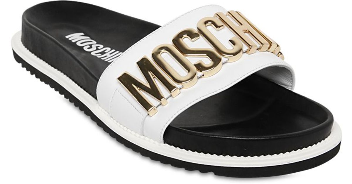 womens white moschino sliders