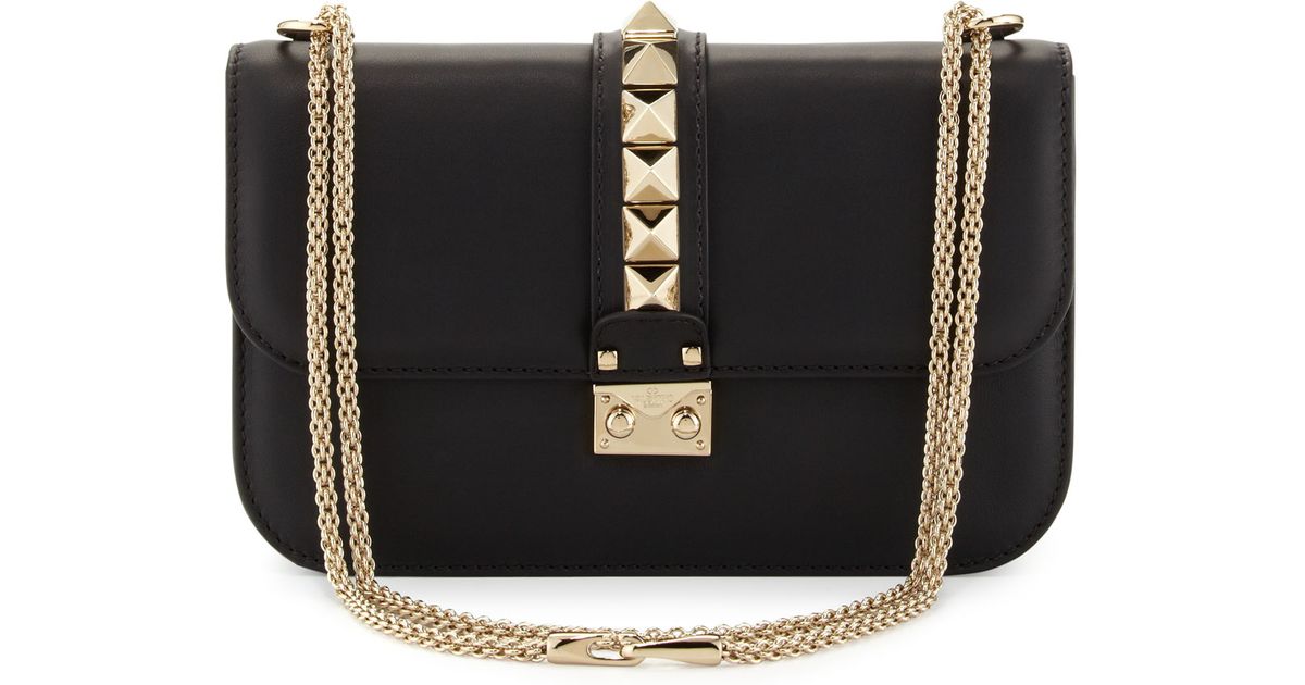 Lyst Valentino Rockstud Flap Shoulder Bag In Black