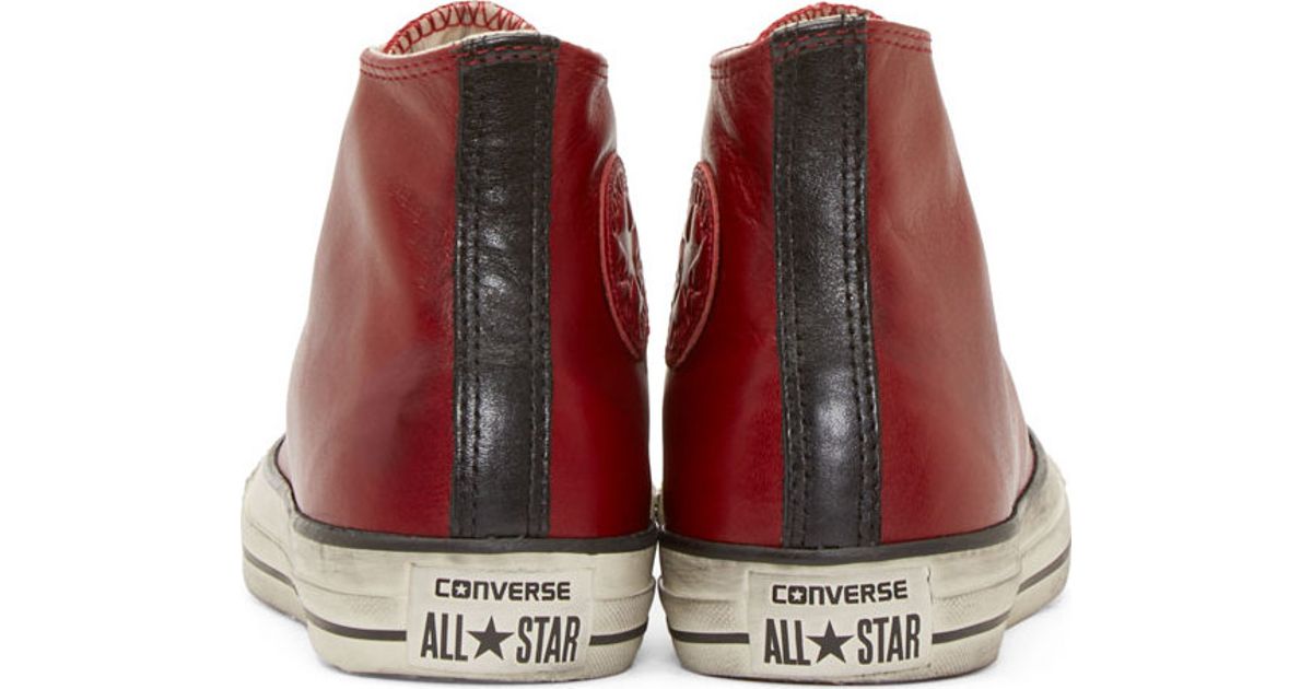 Converse Red Leather Chuck Taylor High_top Sneakers in Red for Men | Lyst