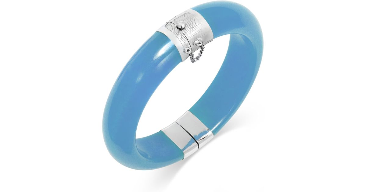 Lyst Macy S Sterling Silver Blue Jade Bangle 10 13 1 2mm In
