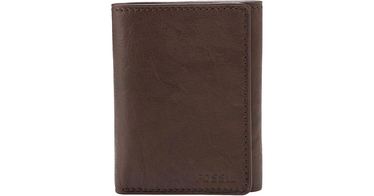 fossil ingram leather tri fold wallet in brown for lyst fossil ingram leather tri fold wallet in brown for lyst