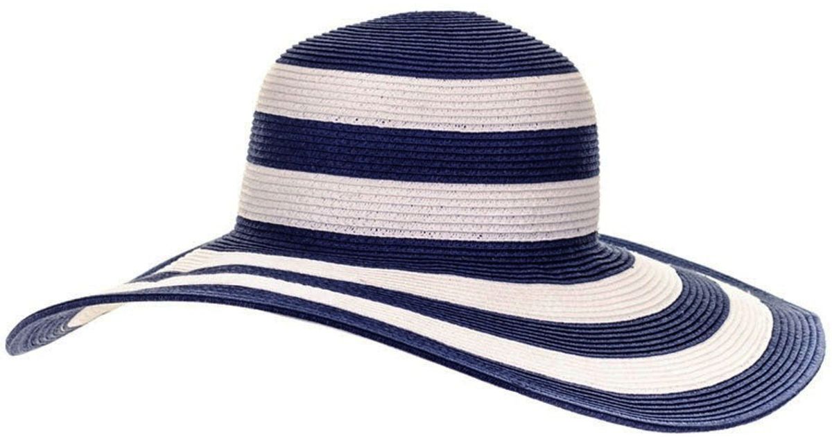 Lyst Black.Co.Uk Navy And White Striped Wide Brimmed Sun Hat in Blue